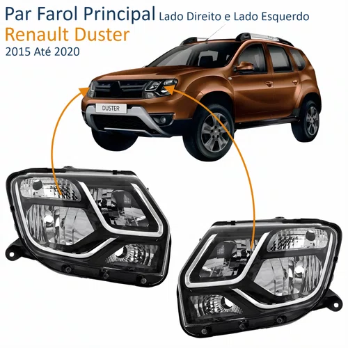 Par Farol Renault Duster 2015 Até 2020 Máscara Negra