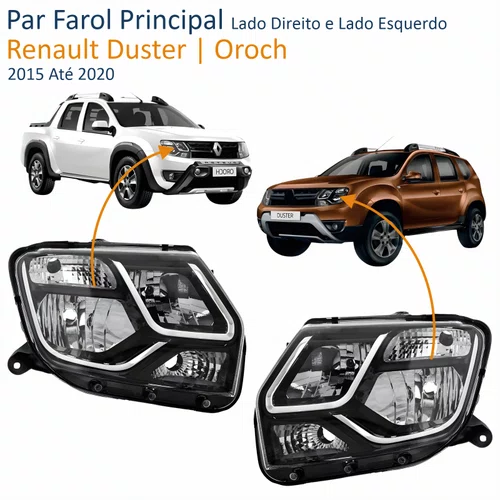 Par Farol Renault Duster Oroch 2015 Até 2020 Máscara Negra