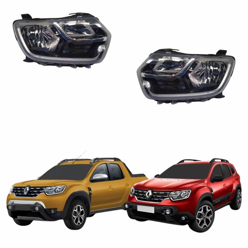 Par Farol Renault Duster Oroch 2021 Até 2024 Foco Manual Com Led