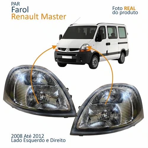 Par Farol Principal Renaut Master 2008 2009 2010 2011 2012 Máscara Cromada