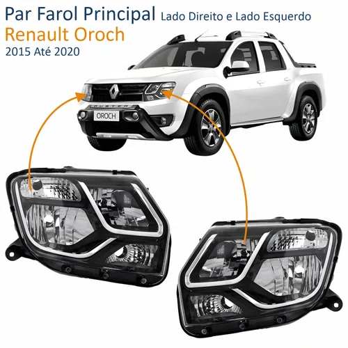 Par Farol Renault Oroch 2015 Até 2020 Máscara Negra
