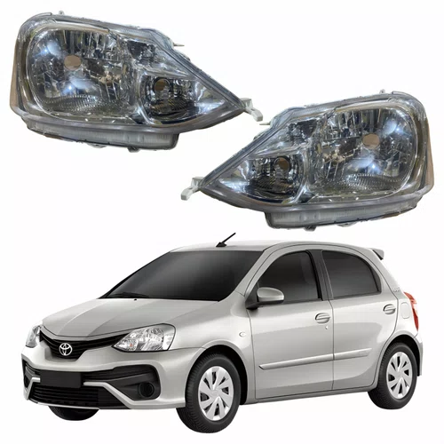 Par Farol Principal Toyota Etios 2012 Até 2019 Máscara Cromada