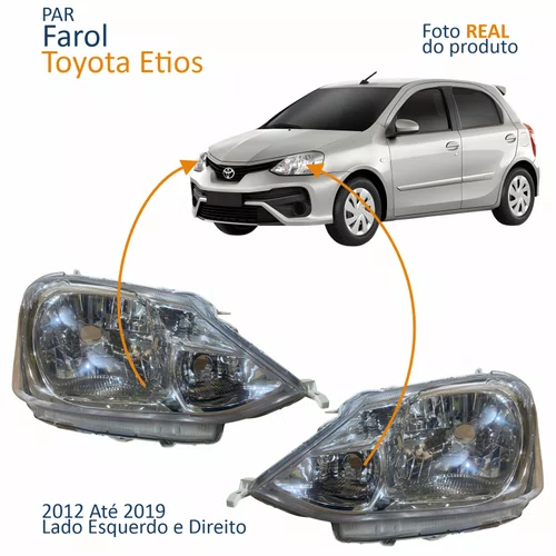 Par Farol Principal Toyota Etios 2012 Até 2019 Máscara Cromada