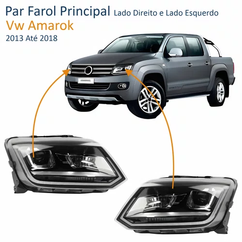 Par Farol Vw Amarok 2018 Até 2023 Com Led Com Projetor