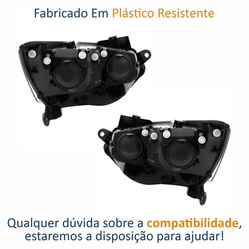 Par Farol Vw Crossfox 2015 Até 2019 Máscara Negra Friso Cromado