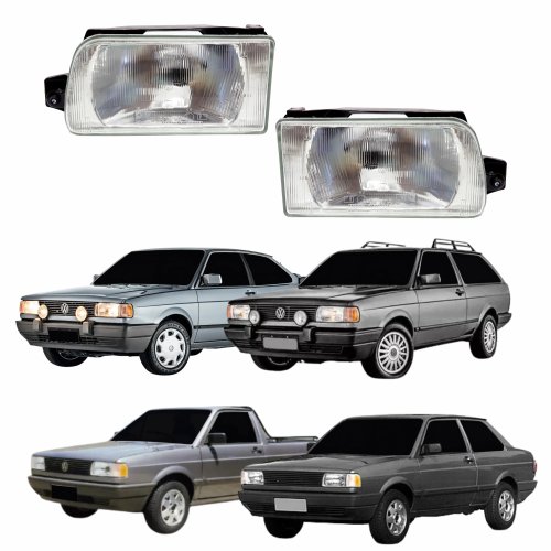 Par Farol Vw Gol G1 1991 até 1994 Saveiro Parati Voyage G1 1991 Até 1997 Foco Simples Máscara Cromada