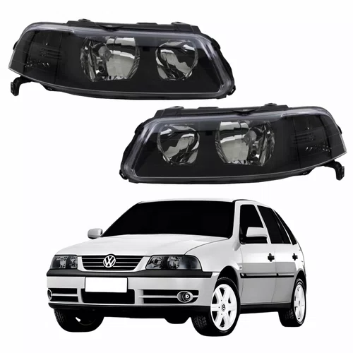 Par Farol VW Gol G3 1999 Até 2005 Foco Duplo Máscara Negra