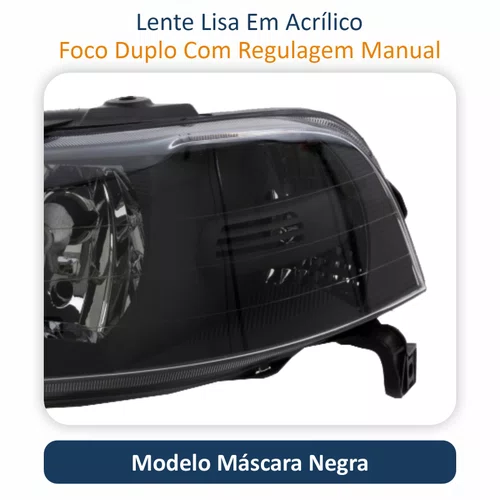 Par Farol VW Gol G3 1999 Até 2005 Foco Duplo Máscara Negra