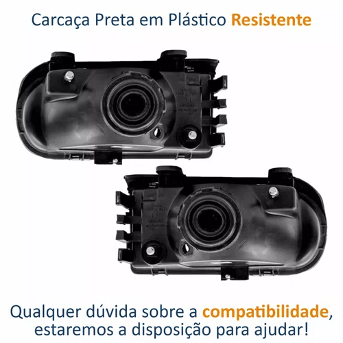 Par Farol Vw Gol Parati Saveiro G2 1995 Até 1999 Foco Simples Máscara Cromada
