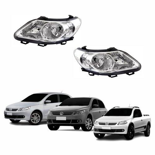 Par Farol Vw Gol Voyage G5 2009 Até 2012 Saveiro G5 2009 Até 2013 Máscara Cromada
