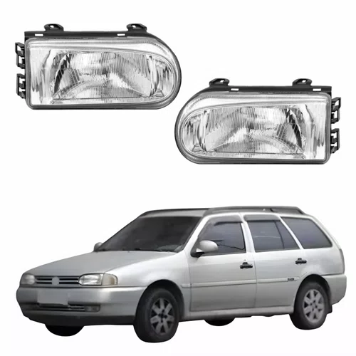Par Farol Vw Parati G2 1995 Até 1999 Foco Simples Máscara Cromada