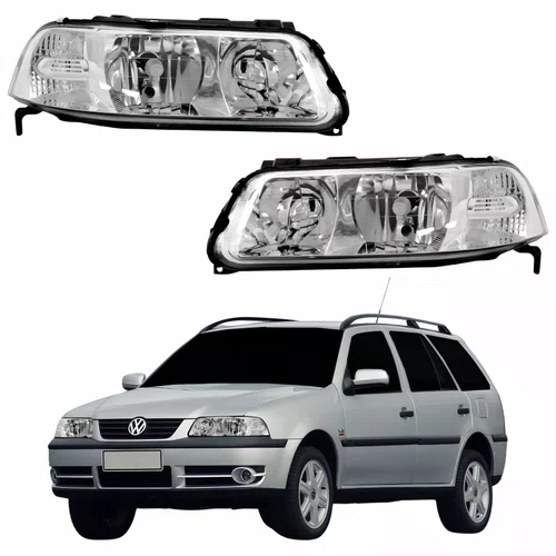 Par Farol VW Parati G3 1999 Até 2005 Foco Duplo Máscara Cromada ARTEB