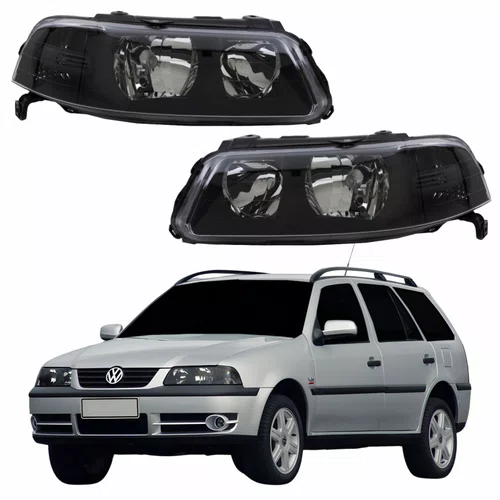 Par Farol Vw Parati G3 1999 Até 2005 Foco Duplo Máscara Negra