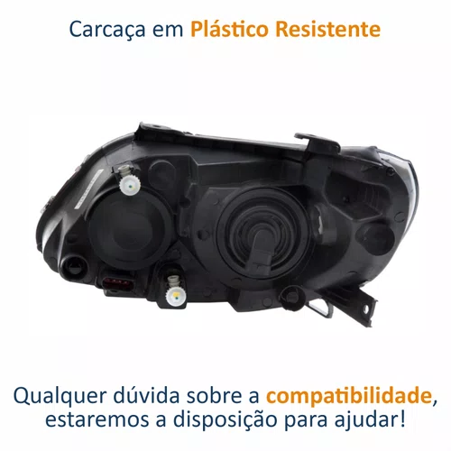 Farol Vw Saveiro G5 2010 Até 2013 Máscara Negra Lado Direito Passageiro