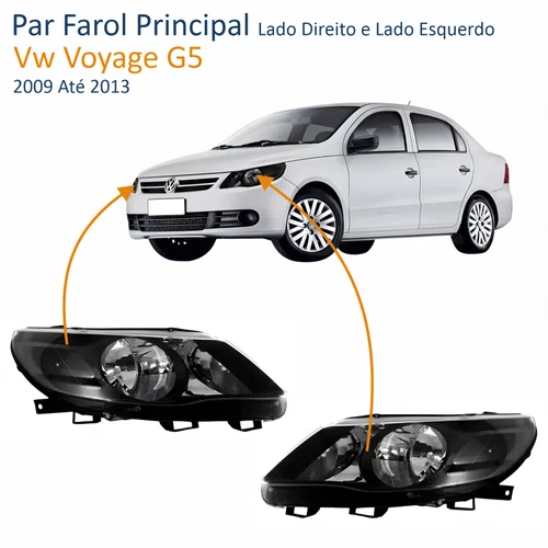 Par Farol Vw Voyage G5 2009 Até 2013 Máscara Negra