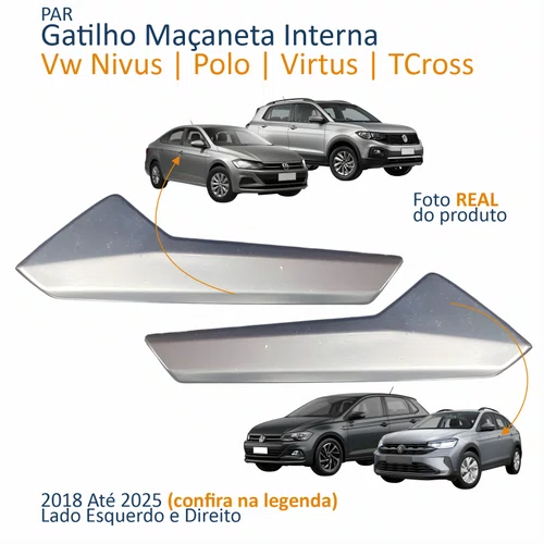 Par Gatilho Maçaneta Interior Vw Polo Virtus 2018 Até 2025 T-Cross 2019 Até 2025 Nivus 2020 Até 2025