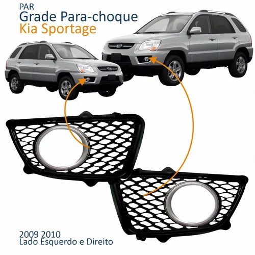 Par Grade Parachoque Kia Sportage 2009 2010 Com Furo Aro Prata