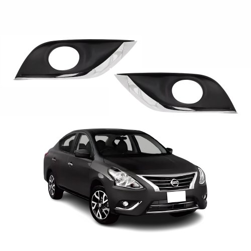 Par Grade Parachoque Nissan Versa 2015 Até 2021 Com Furo Friso Cromado