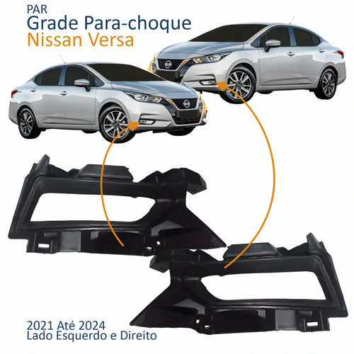 Par Grade Parachoque Nissan Versa 2021 2022 2023 2024 Com Furo