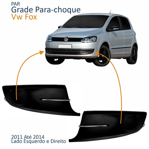 Par Grade Para-choque Vw Fox 2011 2012 2013 2014 Sem Furo Com Friso Cromado