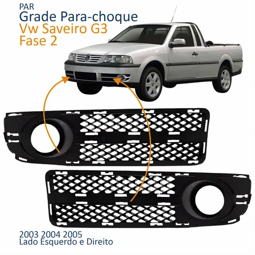 Par Grade Parachoque Vw Saveiro G3 2003 2004 2005 Com Furo Fase 2