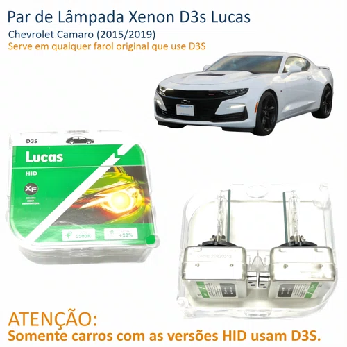 Par Lâmpada Xenon D3s Lucas Chevrolet Camaro 2015 Até 2019