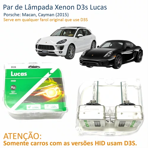 Par Lâmpada Xenon D3s Lucas Porsche Macan, Cayman 2015