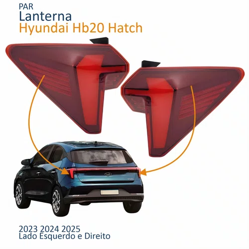 Par Lanterna Traseira Hyundai Hb20 Hatch 2023 2024 2025 Canto Com Led