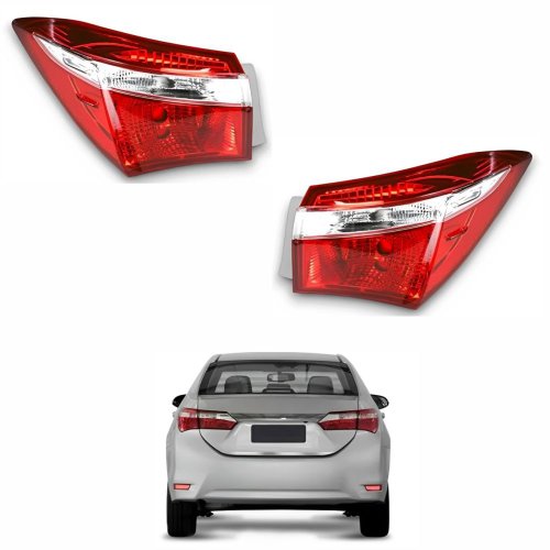 Par Lanterna Traseira Toyota Corolla 2015 2016 2017 Canto Bicolor Cristal Sem Led