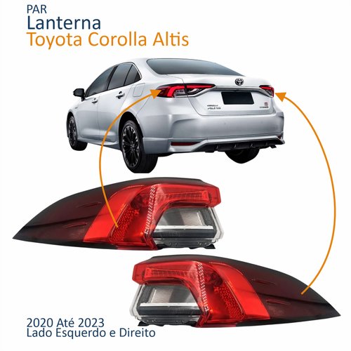 Par Lanterna Traseira Toyota Corolla Altis 2020 2021 2022 2023 Canto Bicolor Com Led