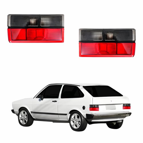 Par Lanterna Traseira Vw Gol 1980 Até 1986 Fumê Friso Preto