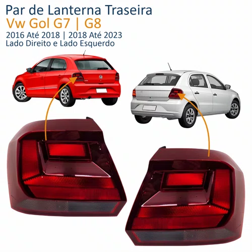 Par Lanterna Traseira Vw Gol G7 G8 Fumê