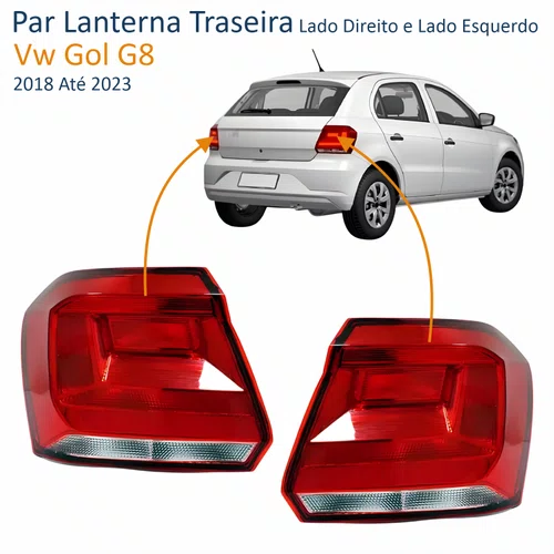 Par Lanterna Traseira Vw Gol G8 2018 Até 2023