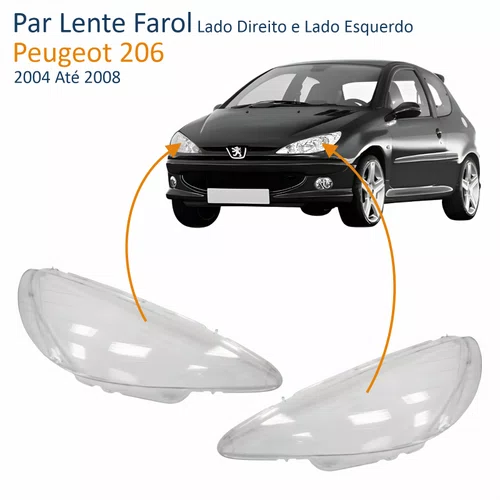 Par Lente Farol Peugeot 206 2004 Até 2008 Simples Liso
