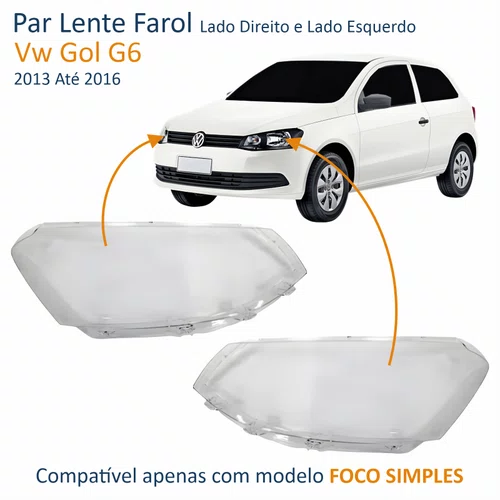 Par Lente Farol Vw Gol G6 2013 Até 2016 Simples