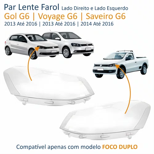 Par Lente Farol Vw Gol Voyage G6 2013 Até 2016 Saveiro G6 2014 Até 2016 Duplo