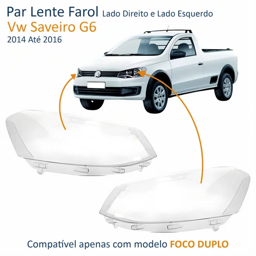 Par Lente Farol Vw Saveiro G6 2014 Até 2016 Duplo