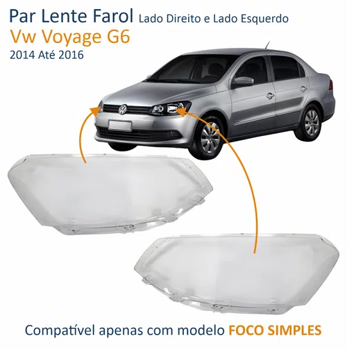 Par Lente Farol Vw Voyage G6 2013 Até 2016 Simples