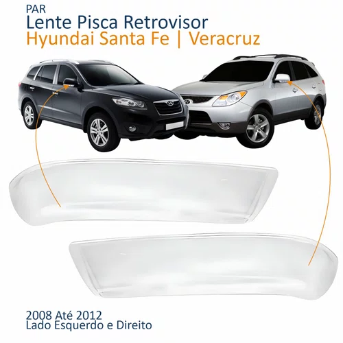 Par Lente Pisca Retrovisor Hyundai Santa Fe Veracruz 2008 2009 2010 2011 2012