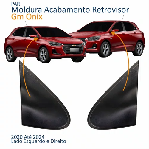 Par Moldura Acabamento Retrovisor Gm Onix 2020 2021 2022 2023 2024 Texturizado