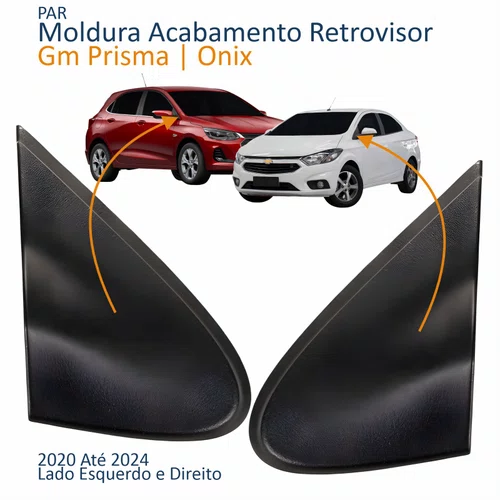 Par Moldura Acabamento Retrovisor Gm Onix Prisma 2020 2021 2022 2023 2024 Texturizado