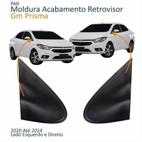 Par Moldura Acabamento Retrovisor Gm Prisma 2020 2021 2022 2023 2024 Texturizado