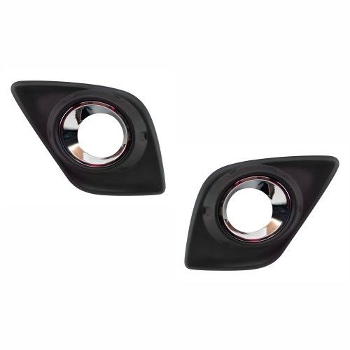 Par Moldura Farol Auxiliar Toyota Hilux Srv 2016 Até 2019 Cromado Com Furo