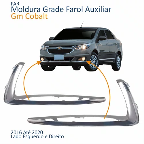 Par Moldura Grade Farol Auxiliar Gm Cobalt 2016 2017 2018 2019 2020 Friso Cromado