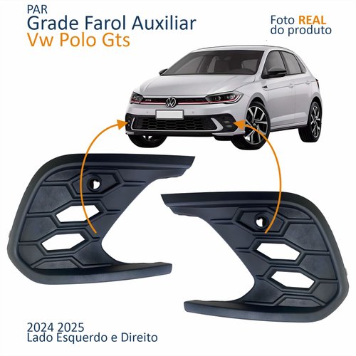 Par Moldura Grade Farol Auxiliar Vw Polo Gts 2024 2025 Com Furo