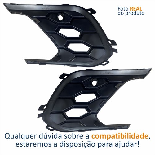 Par Moldura Grade Farol Auxiliar Vw Polo Gts 2024 2025 Com Furo
