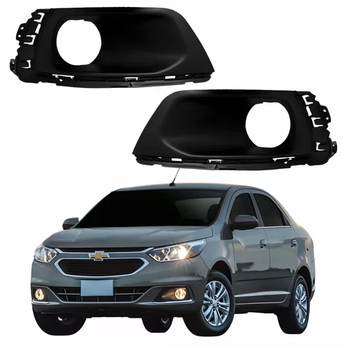 Par Moldura Grade Farol Auxiliar Gm Cobalt 2016 2017 2018 2019 2020 Com Furo