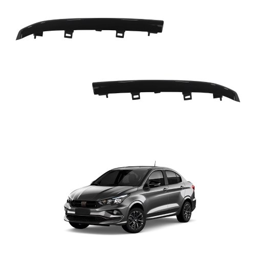 Par Moldura Grade Radiador Fiat Cronos 2018 Até 2023 Black Piano