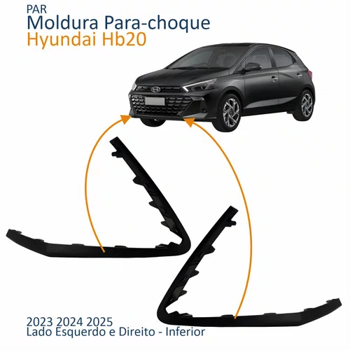 Par Moldura Parachoque Dianteiro Hyundai Hb20 2023 2024 2025 Inferior