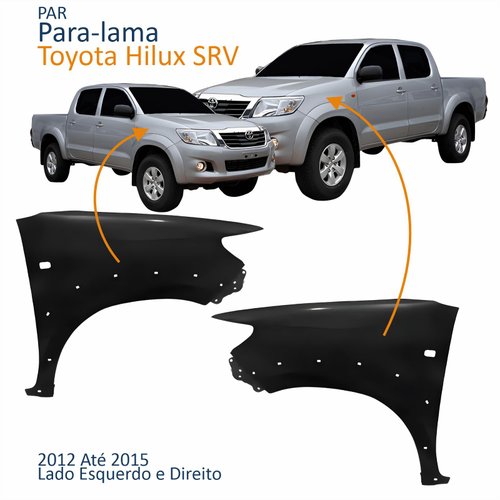 Par Para-lama Dianteiro Hilux Srv 2012 2013 2014 2015 Com Furo Pisca Moldura